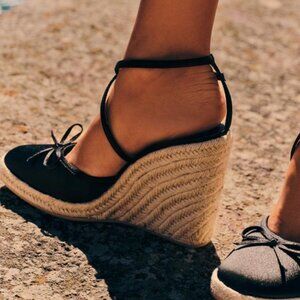 Zara Satin(ish) Black Wedges NWT